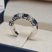 7 stone ring diamonds and sapphire