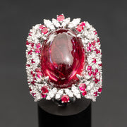 Gaya -  23.52 natural rubellite ring with 2.56 carat natural diamonds and 2.60 carat natural ruby