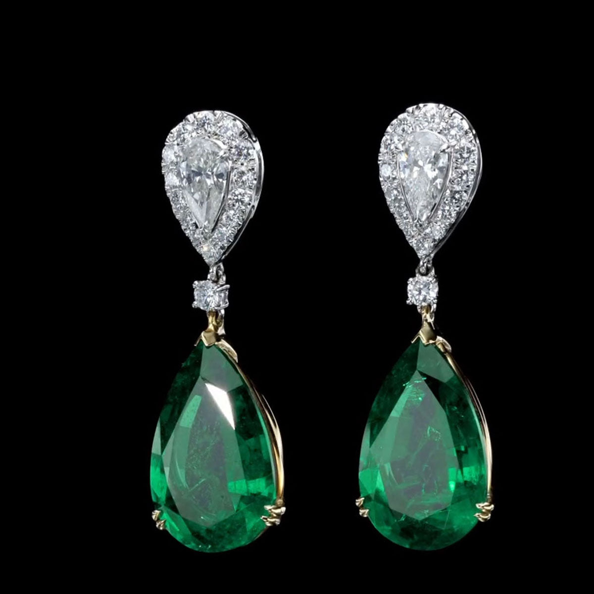 Natural emerald and diamond earrings Clearance