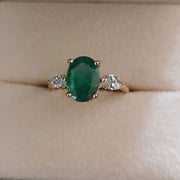 anillo de esmeralda natural para mujer compromiso oro amarillo