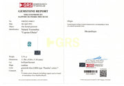 3.57 carat natural green blue Paraíba Tourmaline - GRS certificate