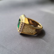anillo de sello de los hombres oro esmeralda diamante