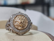 statement ring for men, Lion, gold, diamonds