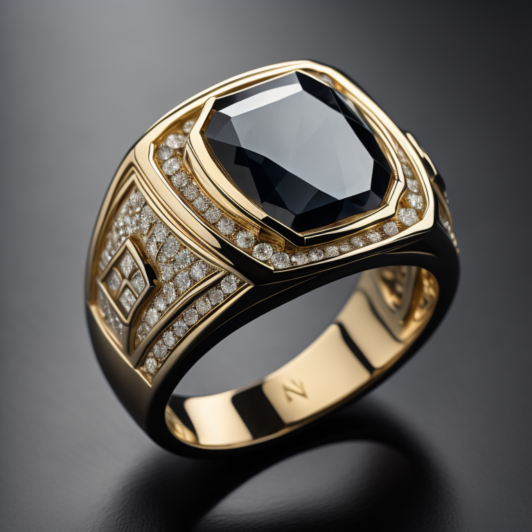 Men's Black Diamond Ring 3.45 ct with White Diamonds – view 2
