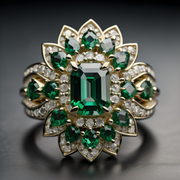 anello con diamante smeraldo naturale - design floreale