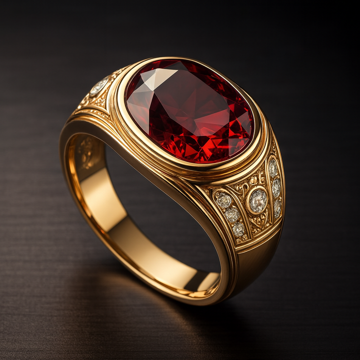 Men's Rubellite Signet Ring 2.85 ct with Diamonds – view 2