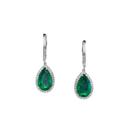 Orecchini taglio smeraldo a forma di pera da 4.39 carati con diamanti naturali da 0.33