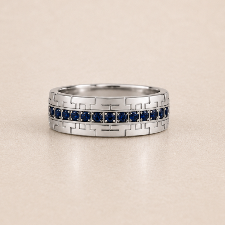GEO Men's Natural Sapphire Eternity Ring 0.80 ct – view 2