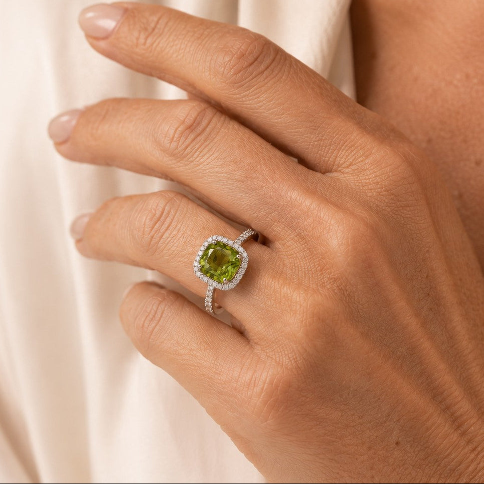5.00 Carat Natural Green Tourmaline Halo Ring