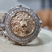 luxury signet men rings, gold diamond