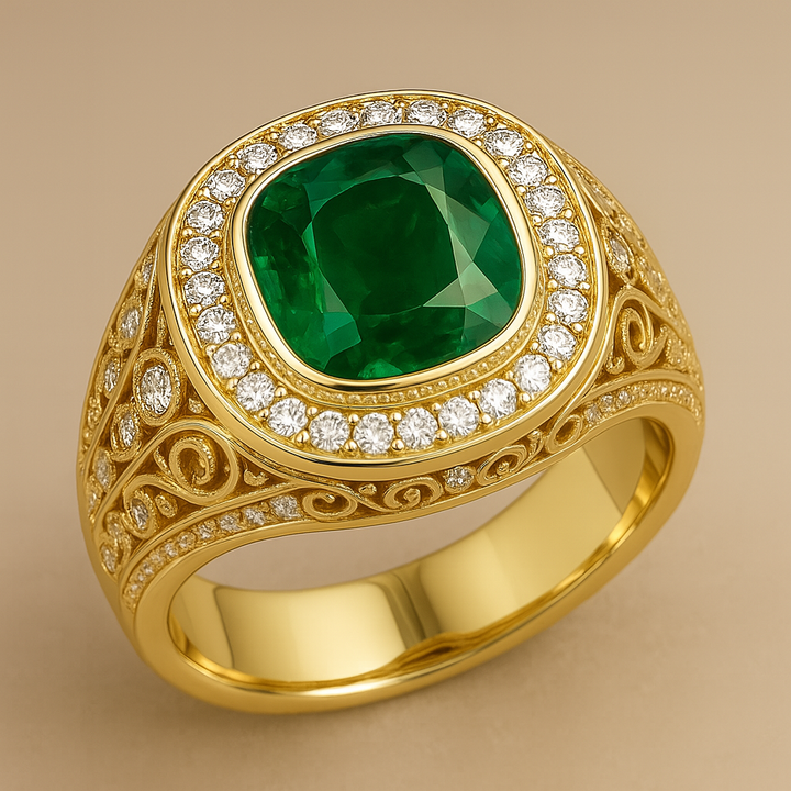 Men's Gemstone Signet Ring 3.00 ct with Diamonds – view 4