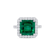 Anello con smeraldo quadrato da 5.20 carati con diamanti naturali da 0.69 carati