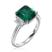 3.20 carat emerald ring with 0.50 carat natural diamonds