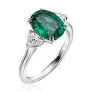 Anello con smeraldo da 3.00 carati e diamanti naturali da 0.40 carati