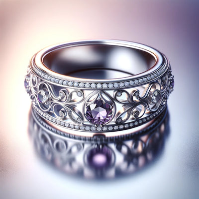 Luxury amethyst diamond ring band