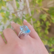 anillo de diamantes aguamarina