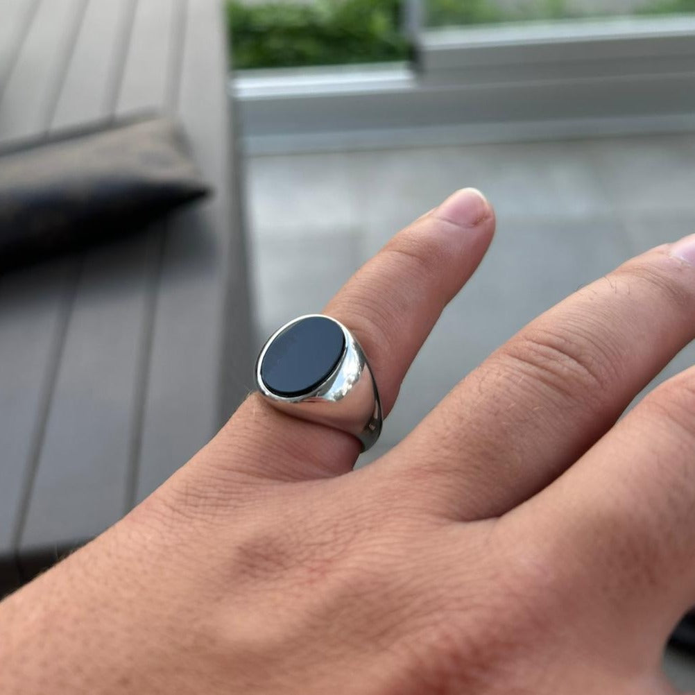 Men's Black Onyx Signet Ring – view 4