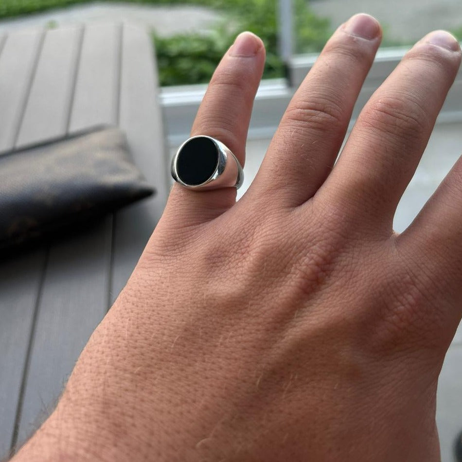 Men's Black Onyx Signet Ring – view 2