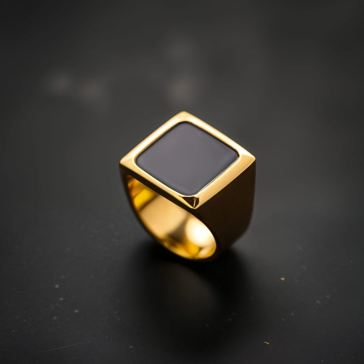 Men's Square Black Onyx Ring – view 2
