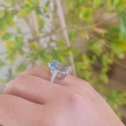 10 carat blue aquamarine statement ring 