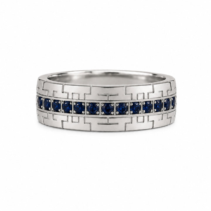 GEO Men's Natural Sapphire Eternity Ring 0.80 ct – white background view 1