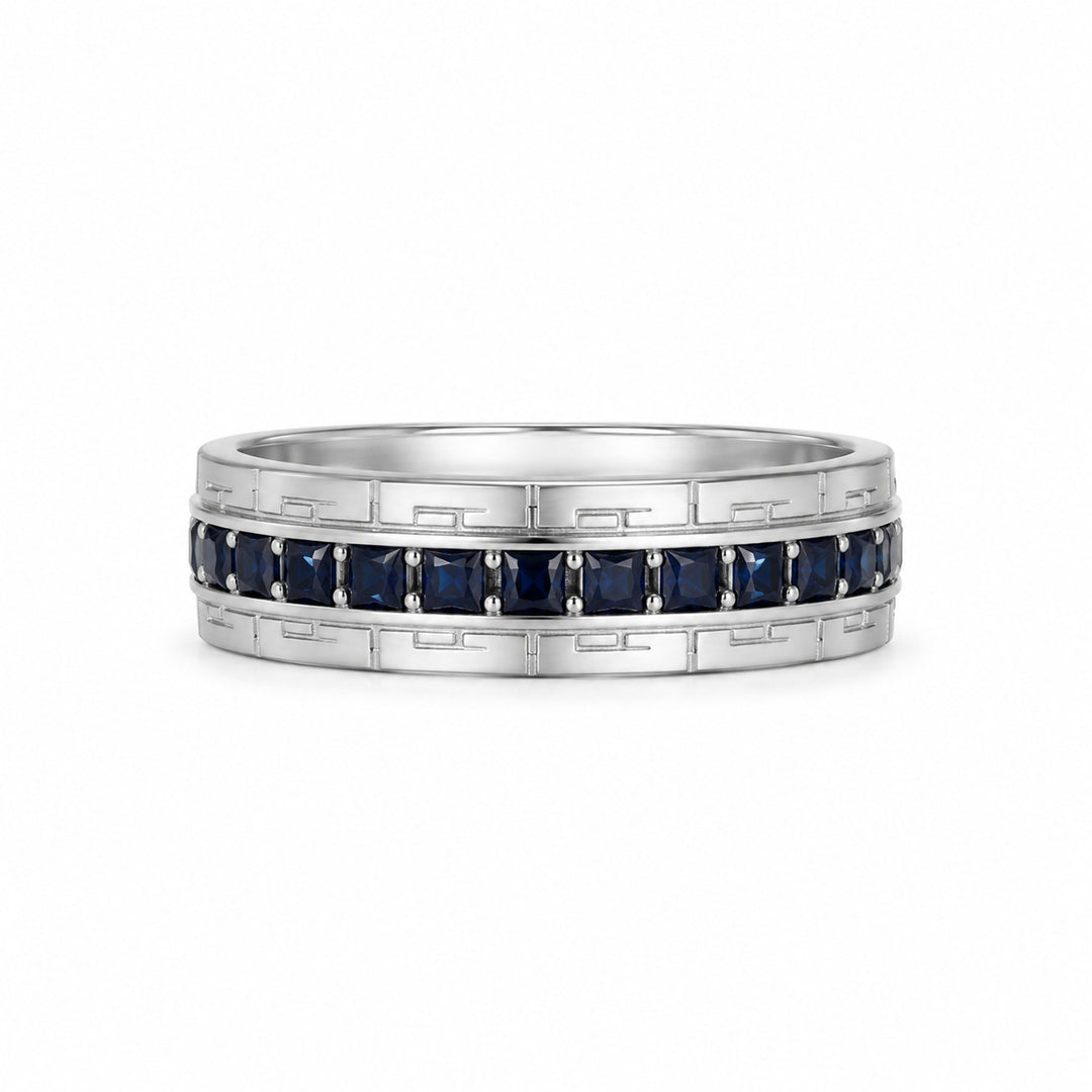 GEO Men's Natural Sapphire Eternity Ring 0.80 ct – white background view 2