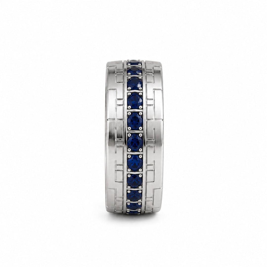 GEO Men's Natural Sapphire Eternity Ring 0.80 ct – white background view 3