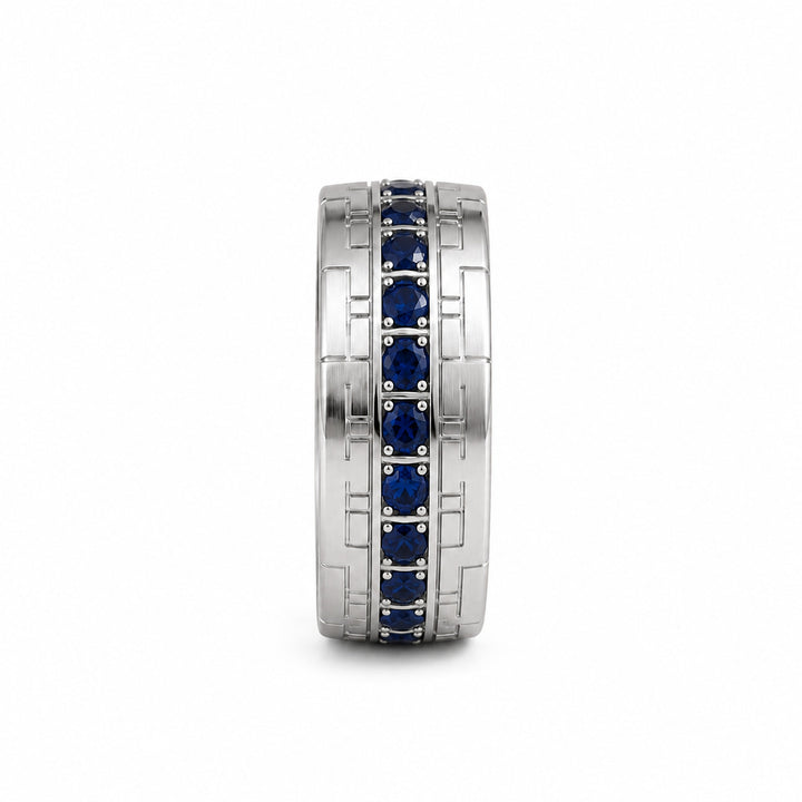 GEO Men's Natural Sapphire Eternity Ring 0.80 ct – white background view 3