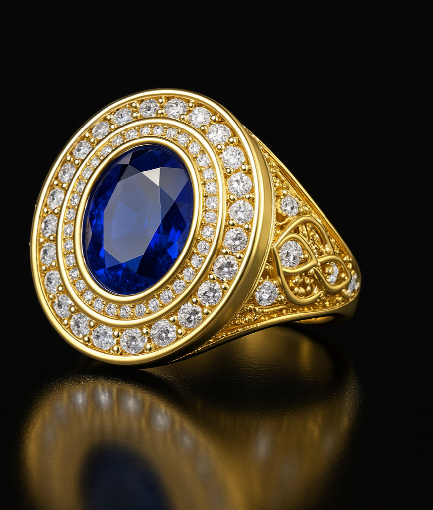 Men's Natural Blue Sapphire Ring 3.00 ct with Diamonds – view 7