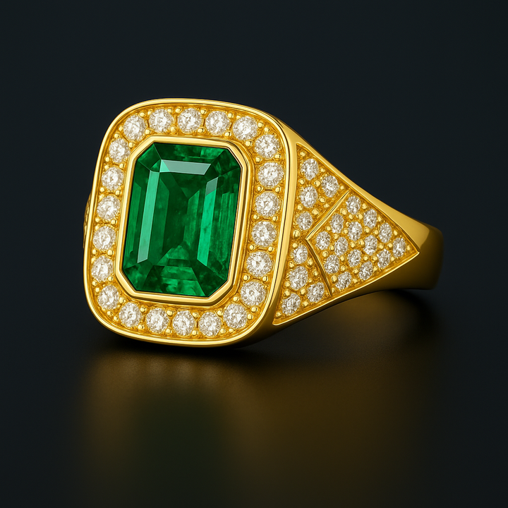 Men's Zambian Emerald Ring 3.54 ct with Diamonds – view 2