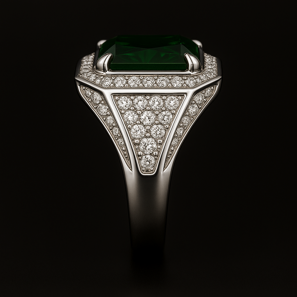 Men's Natural Green Tourmaline Ring 3.00 ct with Diamonds – view 4