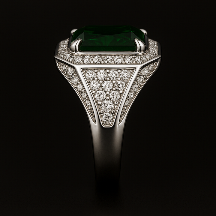 Men's Natural Green Tourmaline Ring 3.00 ct with Diamonds – view 4