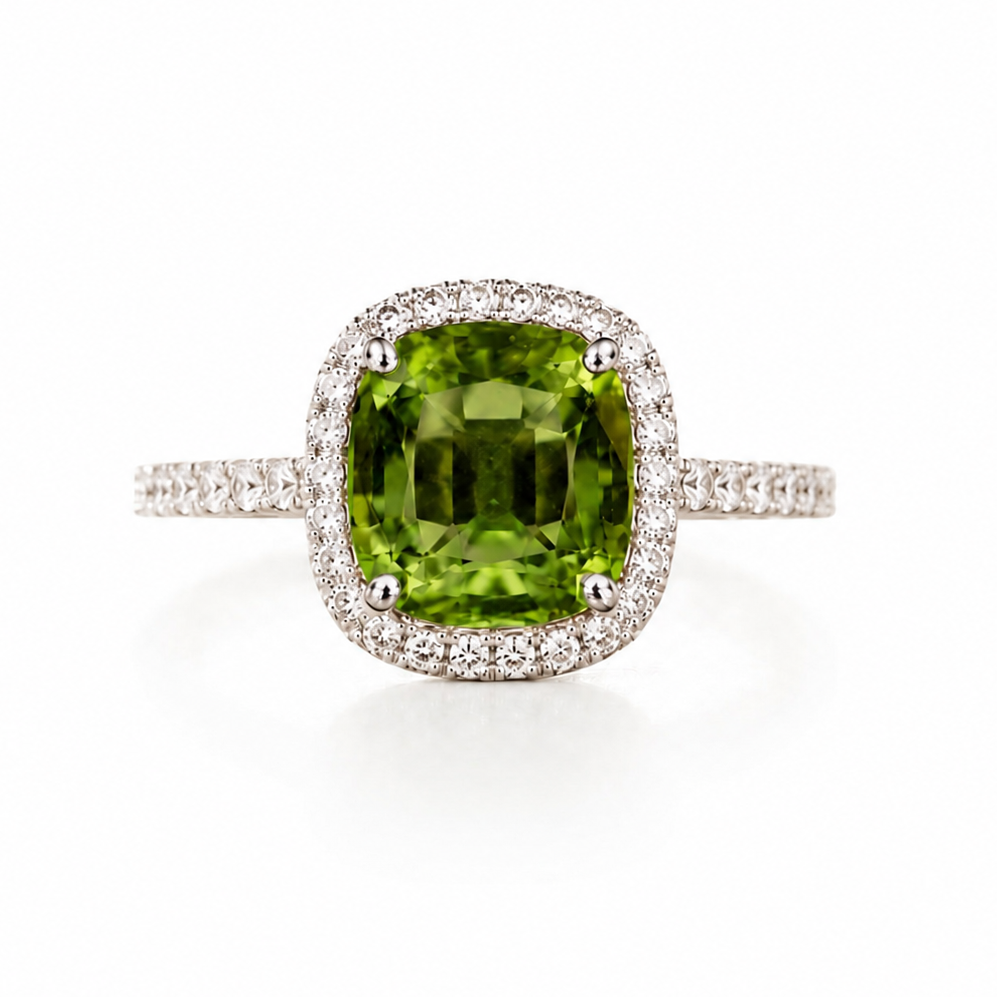 5.00 Carat Natural Green Tourmaline Halo Ring