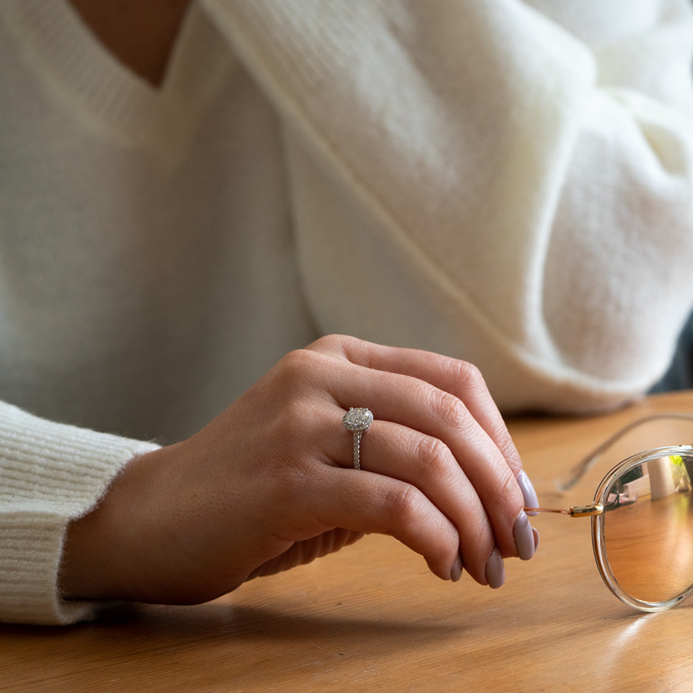 Osher Diamond Halo Ring on a clean background – view 4