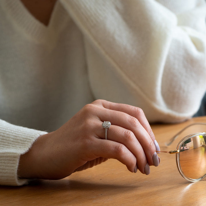 Osher Diamond Halo Ring on a clean background – view 4