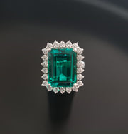 anillo vintage verde esmeralda para mujer oro y diamante