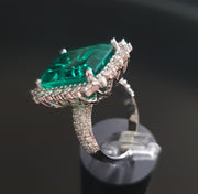 Oasis - Anillo de esmeralda de 10.72 quilates con diamantes naturales de 2.10 quilates