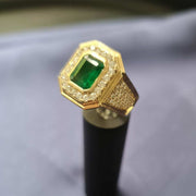 anillo de lujo para hombre diamante esmeralda oro