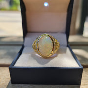 Lion - Bague en opale naturelle de 10.00 carats avec diamants naturels de 1.20 carat Or jaune