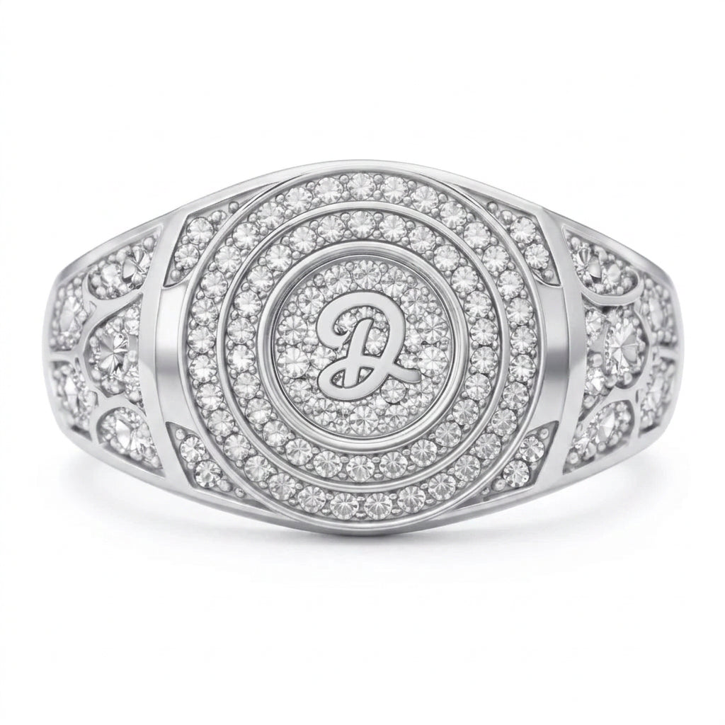 Men's Personalized Initial Signet Ring with Diamonds 1.00 ct – view 1