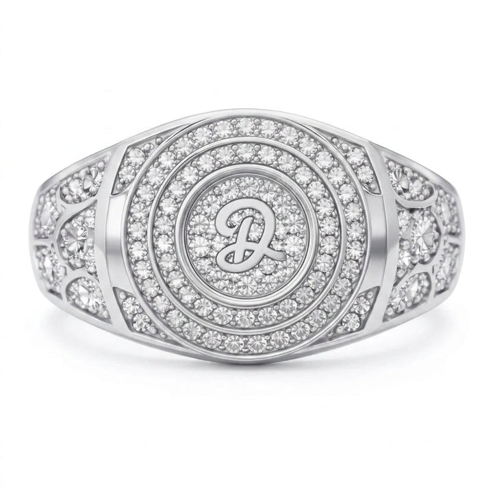Men's Personalized Initial Signet Ring with Diamonds 1.00 ct – view 1