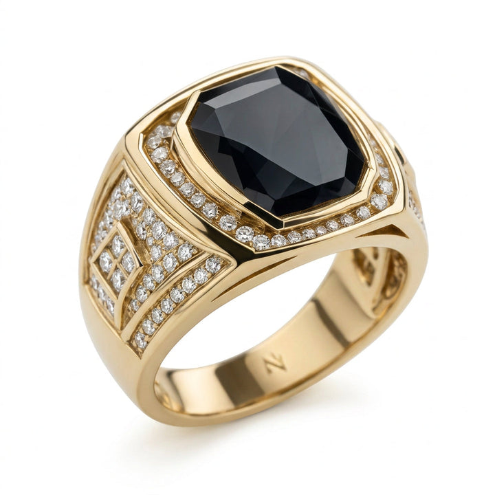 Men's Black Diamond Ring 3.45 ct with White Diamonds – view 1