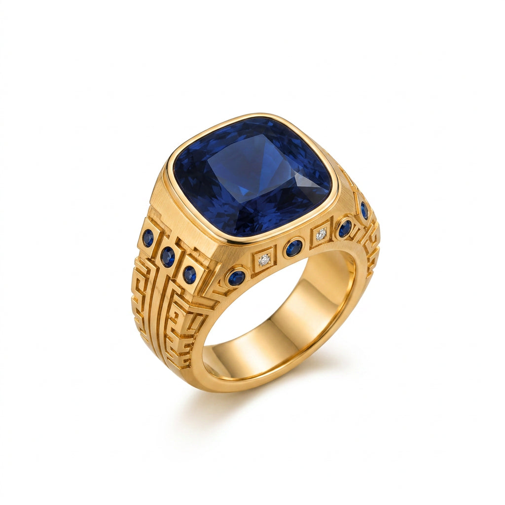 GEO Men's Natural Blue Sapphire Ring 5.30 ct – view 1