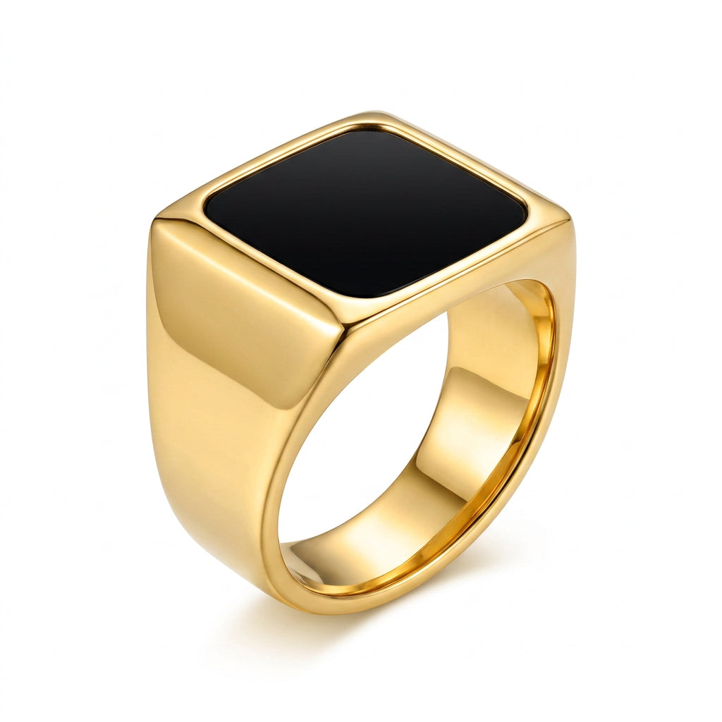 Men's Square Black Onyx Ring – view 1