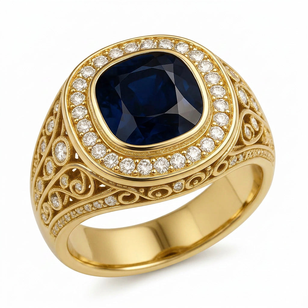 Men's Gemstone Signet Ring 3.00 ct with Diamonds – view 1