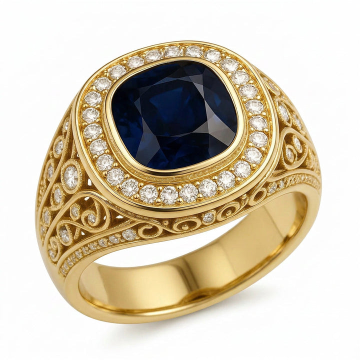 Men's Gemstone Signet Ring 3.00 ct with Diamonds – view 1