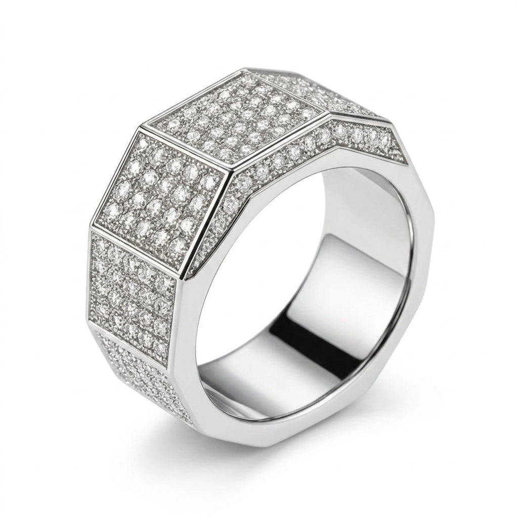 Men’s 2.50 Carat Diamond Signet Ring on a clean background