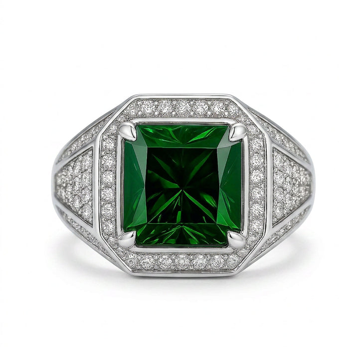 Men's Natural Green Tourmaline Ring 3.00 ct with Diamonds – view 1