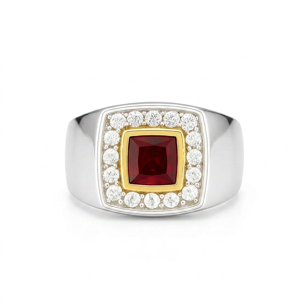 Argos Men's Natural Ruby Ring 2.00 ct with Diamonds – view 1