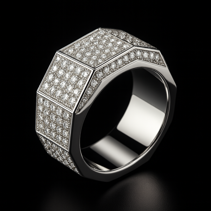 Men’s 2.50 Carat Diamond Signet Ring on a clean background – view 2
